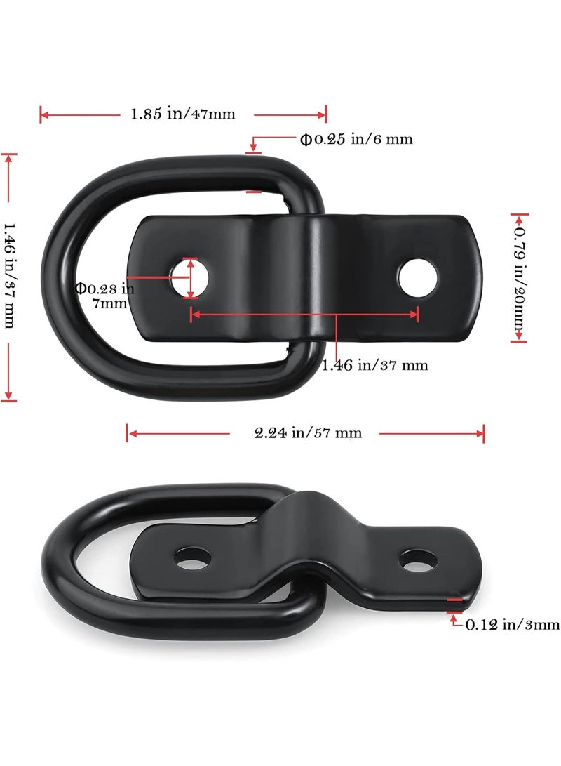 مرساة تثبيت حلقة D 1/4 بوصة حلقات ربط مرساة شاحنة عالية التحمل بسعة 1200 جنيهًا مرسات شاحنات شاحنات أساس مرسات أجزاء مقاطع حزمة لسيارات SUV وسيارات الرحلات والسيارات المُستأجرَة والشاحنات والسيارات والقوارب والدراجات النارية تثبيت سطحي (أسود) - Image 2